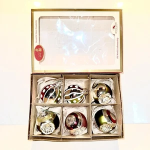 Vintage Santa’s World Kurt Adler 6er Set bunte Weihnachtskugel Ornamente - Bild 1 von 4