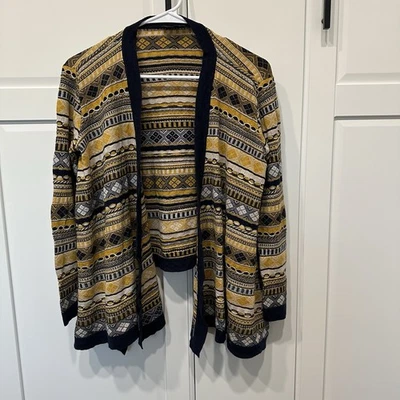 lafayette 148 open Front Cardigan, Navy/yellow,size Small,wool Blend - Image 1 of 4