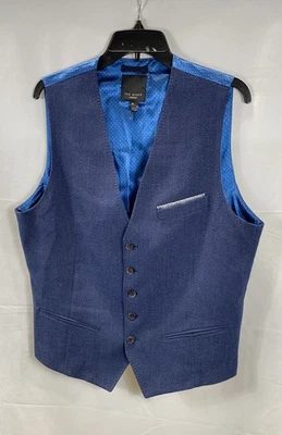 Ted Baker Dark Blue Wingwai Pindot Suit Vest Waistcoat Men's L - Image 1 of 4