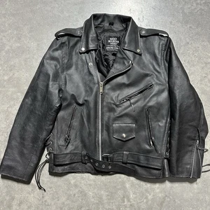 Rocky Mountain Hides Leather Motorcycle Jacket Mens M Black CowHide Full Zip - Picture 1 of 7