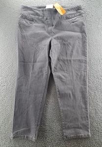Ruby Rd. Pants Womens 16 Petite Gray Slimming Contour Waistband Ankle Studs NWT - Picture 1 of 11