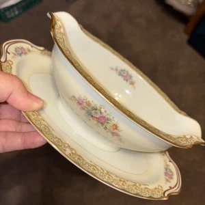 Noritake China Porcelain Gravy Boat Underplate Sheila 9.5” Occupied Japan - Picture 1 of 12