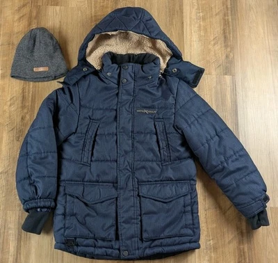Boys 4&Up ZeroXposur Winter Coat & Beanie Set Navy Sz S 8 - Image 1 of 4