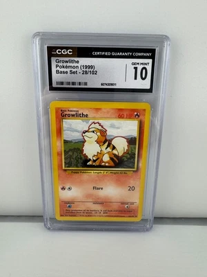 Growlithe 1999 Base Set Pokémon CGC 10 - Image 1 of 2
