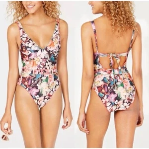 NWT Becca by Rebecca Virtue One Piece Swimsuit L Belted Shoulder Strap - Picture 1 of 10