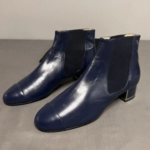 Chanel Leder Side GOA Stiefel 39,5 blau/schwarz/silber 1,5" Blockabsatz - Bild 1 von 24