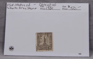 1931 USA Statue of Liberty Grey Stamp - Cancelled - Picture 1 of 1