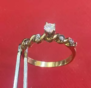 Vintage Solid 14K Yellow Gold Diamond Ring 0.16 CTW (side) Size 9 Scrapt - Picture 1 of 5