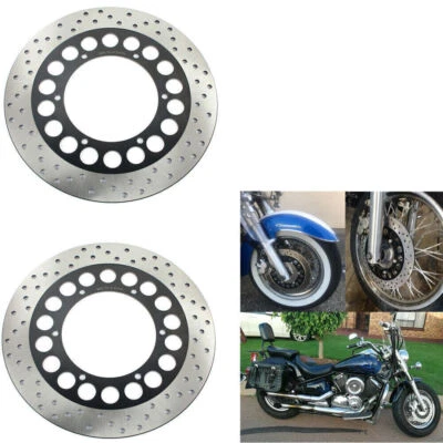 Pair Front Brake Rotors For YAMAHA Royal Road Star XVZ1300 XV1600 99-09 XVS1100 - Image 1 of 4