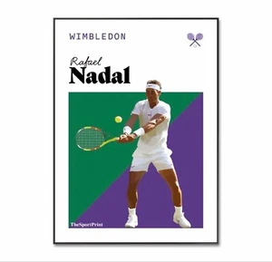 Póster de tenis de Wimbledon, Rafael Nadal, impresión de cancha central, tenis Grandslam. - Imagen 1 de 4