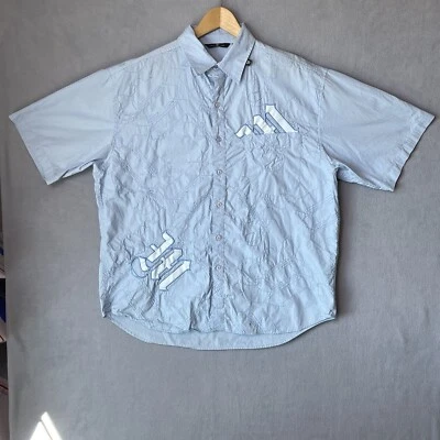 Makaveli Branded Shirt Men XXL Sky Blue Embroidered Button Tupoc Shakur Textured - Image 1 of 4