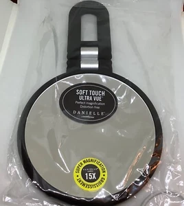 DANIELLE CREATIONS 15X SUPER MAGNIFICATION SOFT TOUCH MIRROR BLACK FOLDABLE - Picture 1 of 10