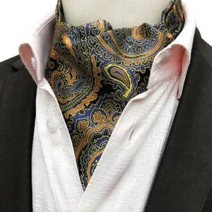 Men Colorful Ascot Tie Scarves Cravat Paisley Flower Floral Pattern Neckwear - Picture 1 of 25