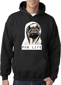 014 - Erwachsene Hoodie Mopsleben Kapuzenpullover Mops tragen Unisex Pullover Sweatshirt - Bild 1 von 4