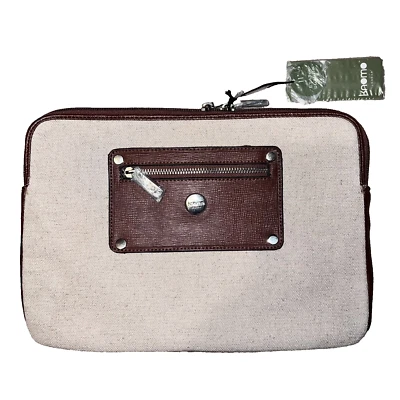 Funda para portátil Knomo beige 11" lino cuero coñac *nueva con etiquetas* acolchada acolchada  Foto 1 de 4
