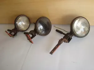 3 Vtg Atq Adjustable w/ Handle Car Fire Truck Tractor Accessory Spot Head Light - Picture 1 of 10
