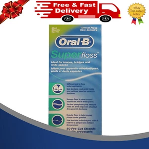 Oral B SuperFloss Super Dental Floss for Braces Bridges - 50 Strip - Choose Pack - Picture 1 of 8