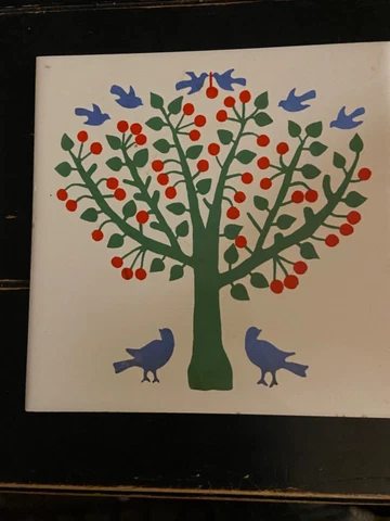 Vintage Pilkington  Art Tile England Rare 6” Birds Tree Cover