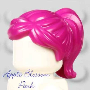 NEW Lego Female Minifig PINK HAIR - Dark Magenta Agent Girl Head Gear w/Ponytail - Picture 1 of 1