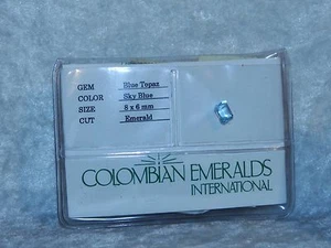 Sky Blue Topaz Birthstone Dec Gem Stone Emerald Cut 8x6 Colombian Emeralds Int - Picture 1 of 12