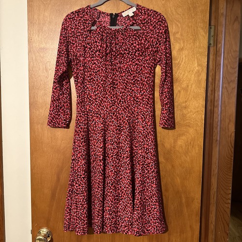 Abito ritagliato con stampa petali Michael Kors taglia small maniche a 3 4. Pre Own