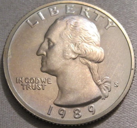 ALBUM TONED 1989 S PROOF WASHINGTON QUARTER *** NICKEL CLAD COPPER *** 606 Cover