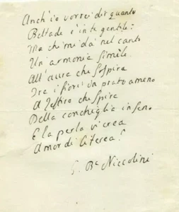 Handschrift Brief Gedicht alt Original Giovanni Battista Niccolini (1782-1861) - Bild 1 von 6
