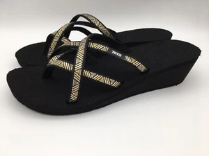 Teva Mandalyn Wedge Ola 2 Agave Black Metallic Sandal Women's Size 11 - Picture 1 of 12