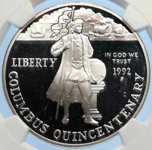 1992 P USA US Columbus NASA Space Shuttle Proof Silver Dollar Coin NGC i97842 - Picture 1 of 6