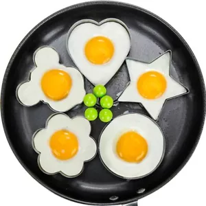 New Stainless Steel 5 Style Fried Egg Pancake Shaper Omelette Mold Tools Kitchen - Picture 1 of 20