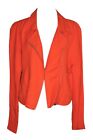 New KAREN KANE M Jacket Orange Moto Linen Blend Full Zip Collared Coral NWT