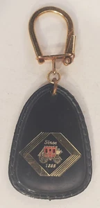 Vintage Wells Fargo Banks Black Plastic Keychain Key Ring Chain Fob Hangtag - Picture 1 of 3