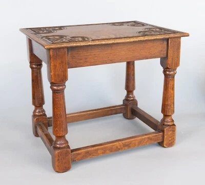 Antique 19th Century English Carved Oak Joint Stool Side Table - Image 1 of 4