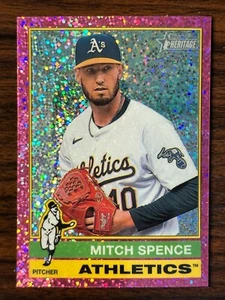 2025 Topps Heritage Mitch Spence Athletics Base Chrome Pink Sparkle 373 - Picture 1 of 2