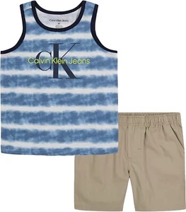 Calvin Klein Boys 2 Pieces Tank Short Set Blue Horizon Size 4, 5, 6, 7 - Picture 1 of 1