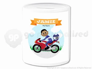Personalised Gift Biker Money Box Motorcyclist Motorbike Rider Men Present  #3 - Picture 1 of 4