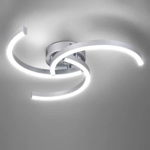 24W 6500K Moderno Plafoniera a LED Argento Lampada da Soffitto Cucina Soggiorno - Foto 1 di 17