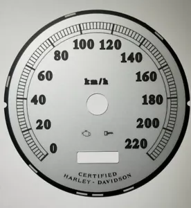 5K Harley Davidson KM/H Kilo Speedometer Silver Gauge Face 12201321 - Foto 1 di 1