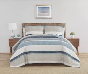 Nautica Quilt Set Full/Queen Size Reversible Soft Cotton Durable Blue3-Piece.R12 - Picture 1 of 6