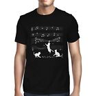 1Tee Mens Cats and Music Sheet T-Shirt