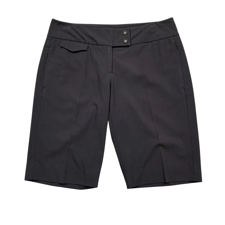 Pantalones Cortos Cabi Para Mujer 6 Negros Tiro Medio Bermudas Solapa Bolsillo Frontal Plano Cremallera Mosca Foto 1 de 4