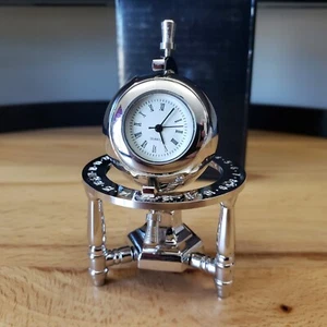 Magellan Globe Collectible Desktop Mini Quartz Clock Chrome Finish - Picture 1 of 10