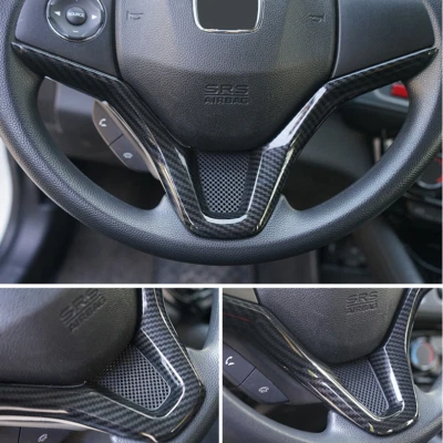 Guarnição de tampa de volante ABS fibra de carbono para Honda HR-V HRV 2017-2020 2021 - Imagem 1 de 4