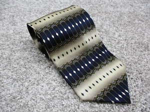 VINTAGE Franco Di Napoli Tie Pure Silk Navy Blue Gold Mens 4x59 EUC - Picture 1 of 6