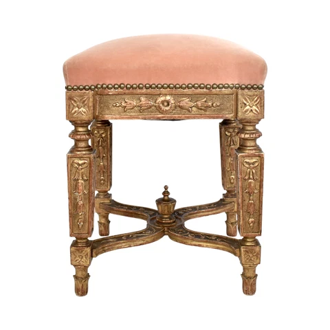 c. 1700 Louis XIV French Giltwood Tabouret Cover
