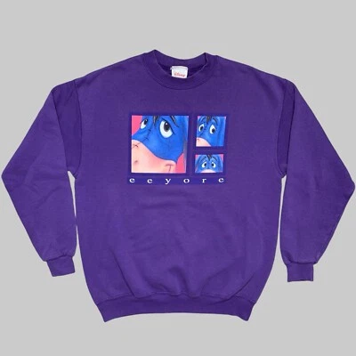 Suéter vintage anos 90 Eeyore roxo gola redonda tamanho M - Imagem 1 de 4