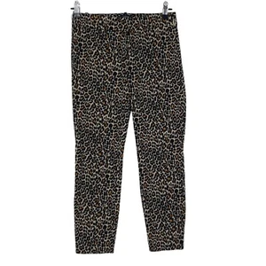 J.CREW Winnie Cropped Pants Black Brown Leopard Mid Rise Stretch Knit Womens 0 - Picture 1 of 9