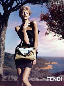 2010 Fendi Karl Lagerfeld Anja Rubik fashion 1-page MAGAZINE AD - Picture 1 of 1