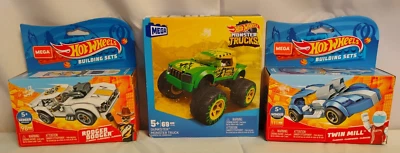 NIB LOT Mega Hot Wheels Rodger Dodger Twin Mill Gunkster Monster Truck Building - Image 1 of 4