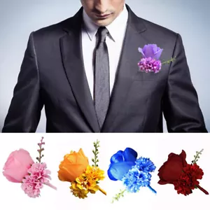 Wedding Flower Corsage Groom Bridesmaid Boutonniere Bride Flowers Party Prom - Picture 1 of 26